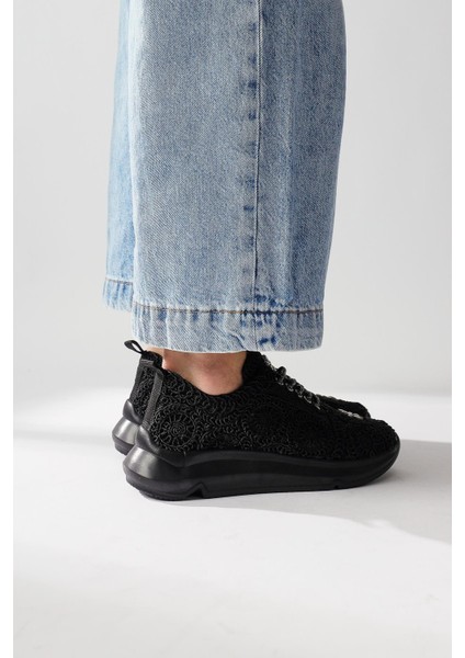 Matty Siyah Taş Detaylı Örgü Spor Ayakabı modelleri