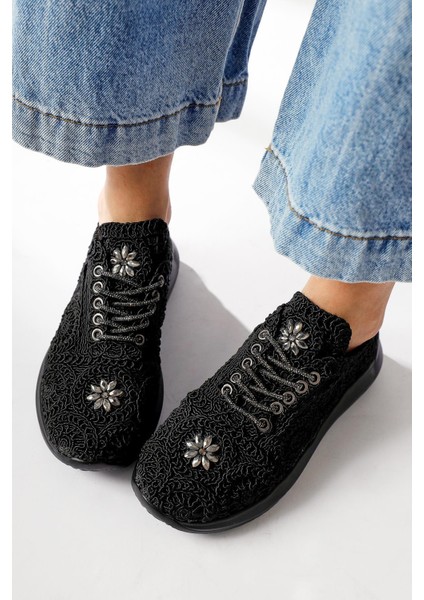 Matty Siyah Taş Detaylı Örgü Spor Ayakabı fırsatları