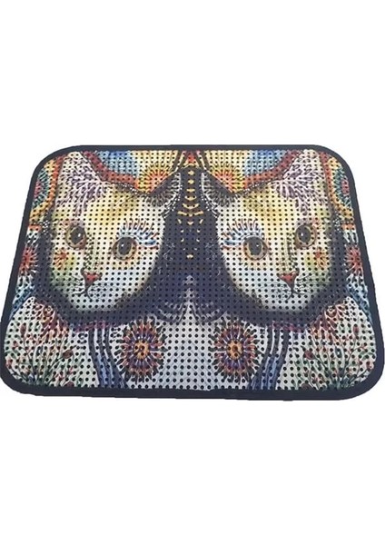 Elekli Desenli Tuvalet Önü Paspası 60 x 45 cm Beyaz