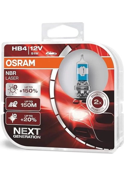 Ampul Night Breaker Laser Hb4 12V 51W%150'YE Kadar Fazla Işık 150M'YE Kadar Fazla Görüş