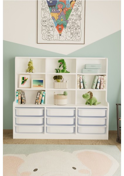 Sinous 9 Sepetli Çok Amaçlı Oyuncak Dolabı Beyaz