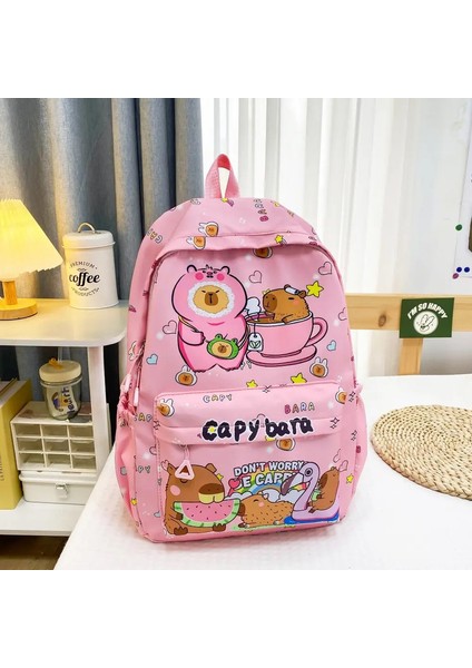 Sevimli Büyük Kapasite Capya Sırt Çantası Karikatür Nefes Alabilir Öğrenci Schoolbag Naylon Ultra Light Kitap Çantası Okula Geri Kadın Kız Renk: L-Pink (Yurt Dışından)