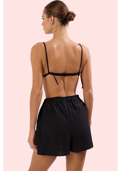 Kadın Kısa Boy Mom Fit Şort Crinkle Dokuma Nefes Alabilir Kumaş Günlük Şıklık Modern Tasarım modelleri
