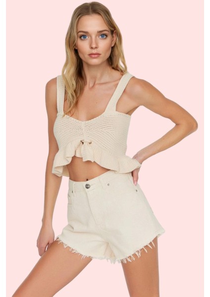 Kadın Yazlık Kısa Denim Şort Pamuk Renk Normal Bel Fashion Forward Stil Yaz Aylarının Vazgeçilmezi fiyatları