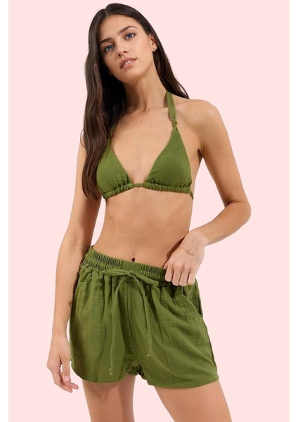 Kadın Kısa Boy Müslin Şort Geniş Paça Normal Bel Pamuk Plaj ve Günlük Kullanım Özel Günler fiyatları