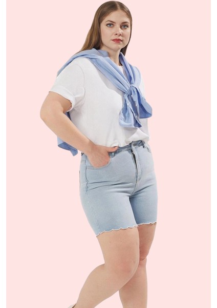 Kadın Kısa Boy Denim Şort Yüksek Bel Skinny Fit Günlük Stil Hafta Sonu Yaz Aylarının Vazgeçilmezi fiyatları