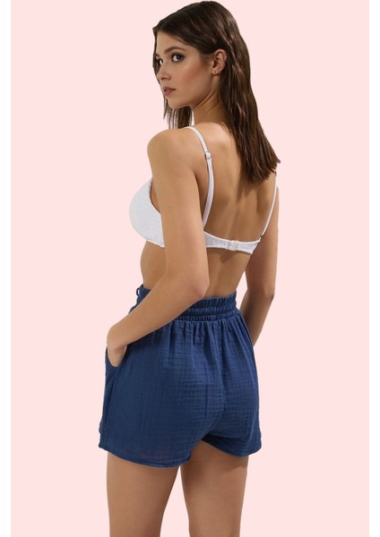 Kadın Kısa Boy Müslin Şort Geniş Paça Normal Bel Pamuk Plaj ve Günlük Kullanım Özel Günler modelleri