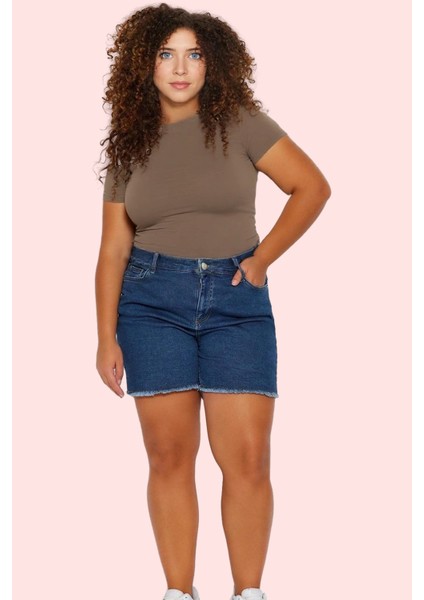 Büyük Beden Kadın Denim Şort Yüksek Bel Skinny Kısa Boy Günlük Kullanım Yaz Aylarının Vazgeçilmezi modelleri