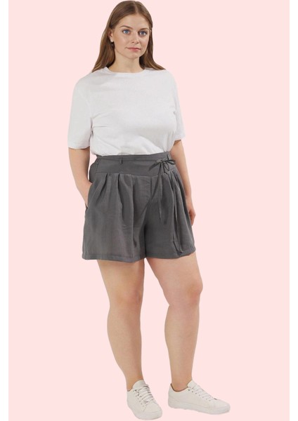 Yazlık Kadın Şort Renk Büyük Beden Yüksek Bel Geniş Paça Dokuma Kumaş Yaz Aylarının Vazgeçilmezi fiyatları