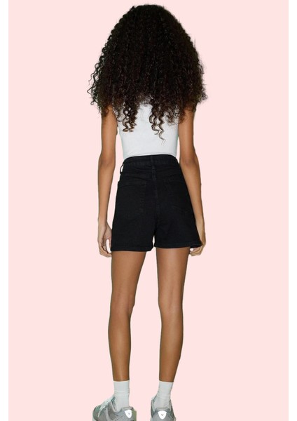 Kadın Cool & Comfort Denim Şort City Kalıp Yüksek Bel Yaz Günlük Hafta Sonu Modern Tasarım