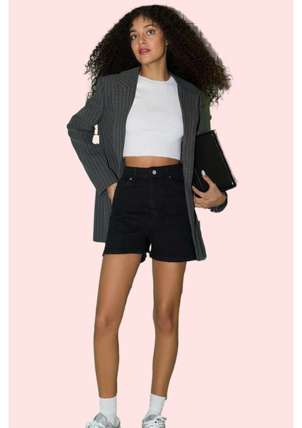 Kadın Cool & Comfort Denim Şort City Kalıp Yüksek Bel Yaz Günlük Hafta Sonu Modern Tasarım fiyatları