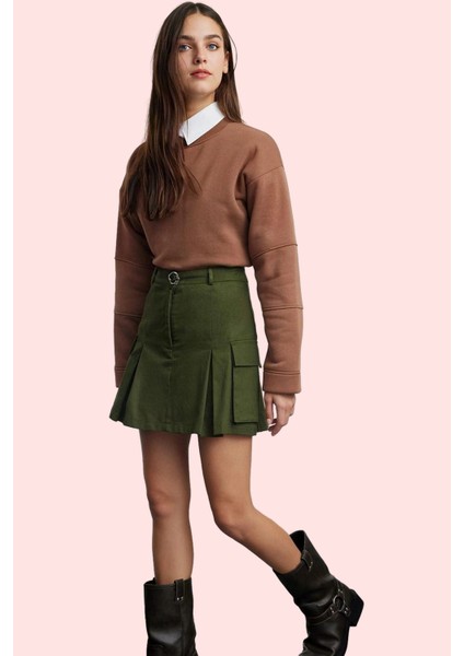 Kadın Yüksek Bel Dar Paça Gabardin Şort Etek Düz Desen Pamuk Yaz Günlük Kullanım Hafta Sonu fiyatları