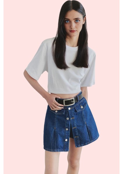 Kadın Düz Desen Denim Şort Etek Yüksek Bel Pamuk Günlük Kullanım Yaz Aylarının Vazgeçilmezi