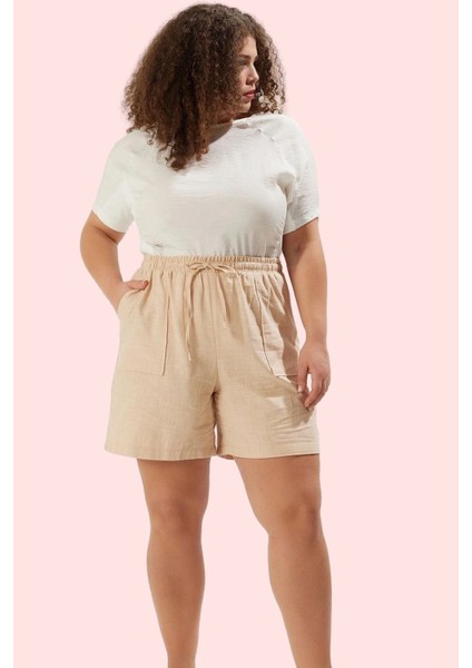 Kadın Yazlık Şort Lastikli Bel Rahat Kesim Günlük Kullanım Hafta Sonu Yaz Aylarının Vazgeçilmezi fiyatları