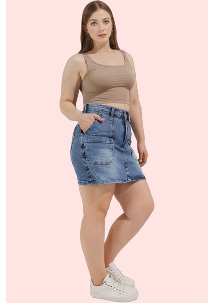 Kadın Büyük Beden Denim Şort Etek; Yüksek Bel Kısa Boy Günlük Stil Yaz Aylarının Vazgeçilmezi fırsatları