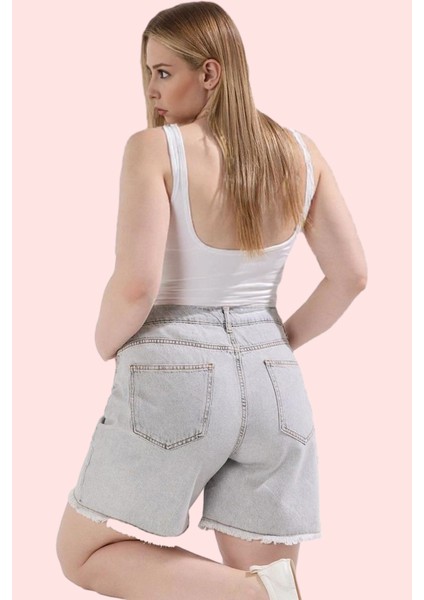 Kadın Büyük Beden Pamuk Denim Şort Yüksek Bel Günlük Stil Hafta Sonu Yaz Aylarının Vazgeçilmezi indirimleri