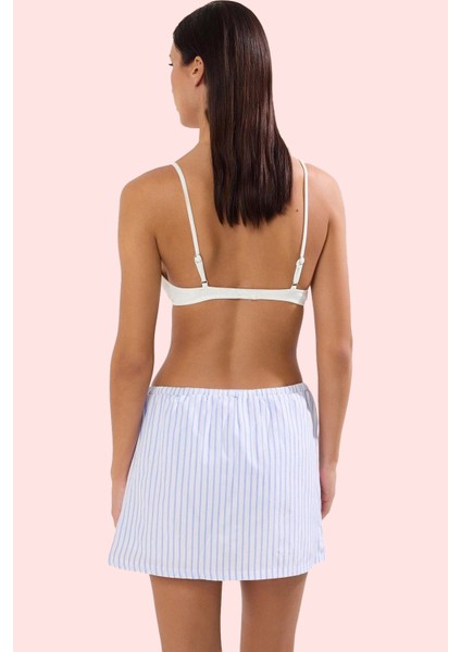 Kadın Plaj Şort Etek Düşük Bel Geniş Paça Çok Çizgili Dokuma Terrycotton Dayanıklı Malzeme modelleri