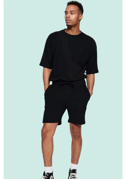 Erkek Geniş Paça Şort Normal Bel Kısa Boy Ottoman Dokuma Rahat Günlük Stil Kaliteli Malzeme modelleri