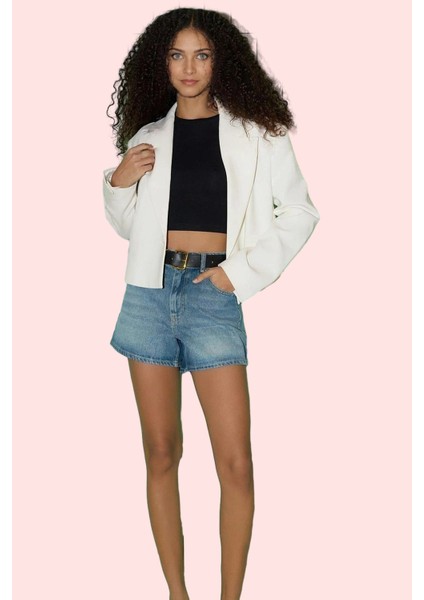 Kadın Pamuklu Denim Şort City Kalıp Kısa Boy Yüksek Bel Geniş Paça Rahat Dayanıklı Malzeme fiyatları