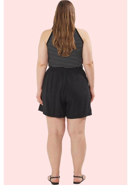 Yazlık Kadın Şort Renk Büyük Beden Yüksek Bel Geniş Paça Dokuma Kumaş Yaz Aylarının Vazgeçilmezi modelleri