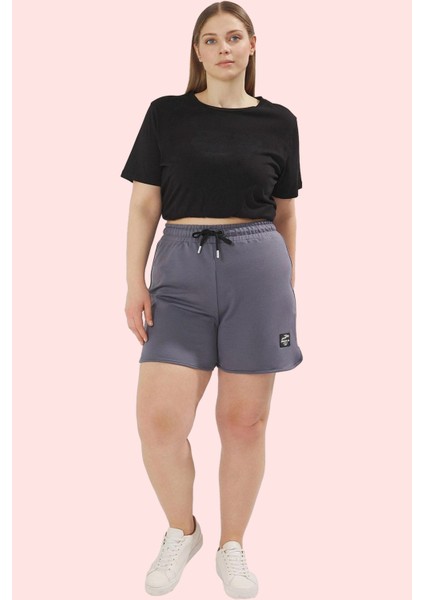 Büyük Beden Kadın Şort Renk Örme Kumaş Yüksek Bel Rahat Günlük Hafta Sonu Kaliteli Malzeme fiyatları