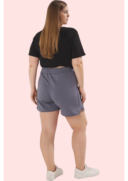 Büyük Beden Kadın Şort Renk Örme Kumaş Yüksek Bel Rahat Günlük Hafta Sonu Kaliteli Malzeme modelleri