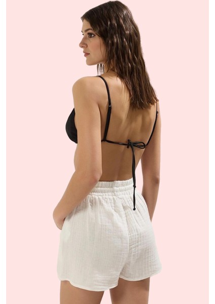 Kadın Kısa Boy Müslin Şort Geniş Paça Normal Bel Pamuk Plaj ve Günlük Kullanım Özel Günler modelleri