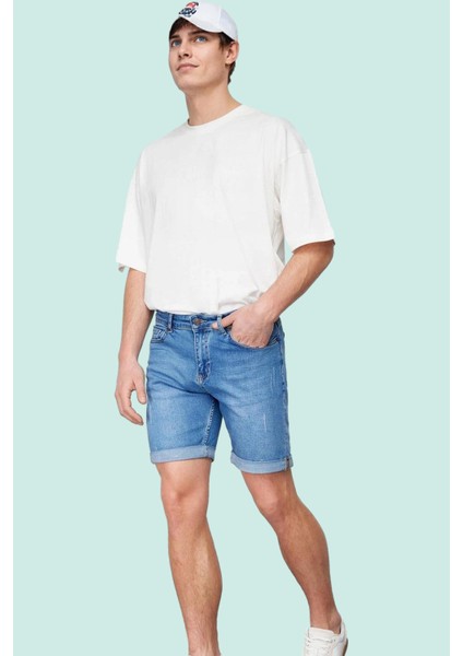 Erkek Yazlık Denim Şort Nefes Alan Pamuklu Kumaş Slim Fit Dar Paça Yaz Aylarının Vazgeçilmezi