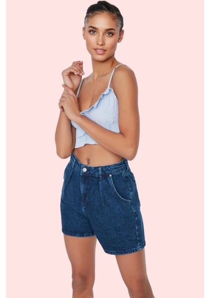 Kadın Denim Şort Pamuk Renk Straight Siluet Kısa Boy City Short Kalıp Yaz Aylarının Vazgeçilmezi modelleri