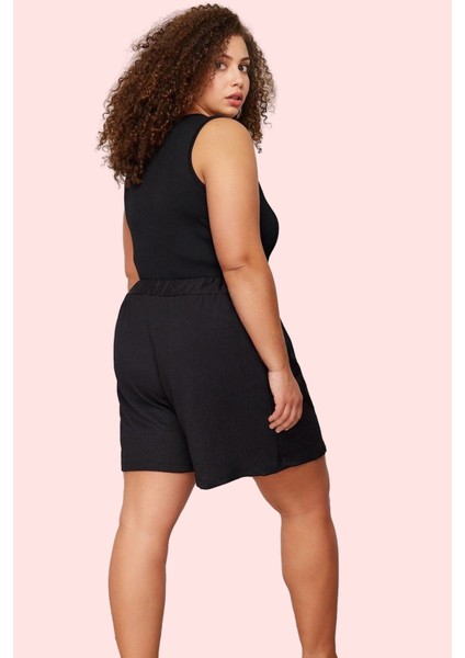 Kadın Büyük Beden Örme Şort Geniş Paça Yüksek Bel Günlük Stil Hafta Sonu Dayanıklı Malzeme modelleri