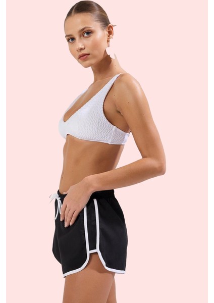 Kadın Kısa Boy Şort Cool & Comfort Etnik Desenli Dokuma Kumaş Plaj Şortu Dayanıklı Malzeme