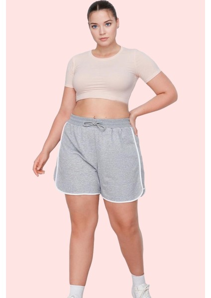 Kadın Yüksek Bel Şort; Pamuk Boru Paça Slogan Detaylı Spor Kombinler Yaz Aylarının Vazgeçilmezi