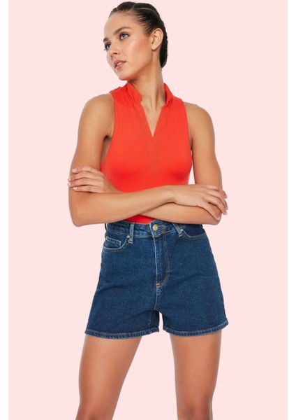 Kadın Cool & Comfort Denim Şort City Kalıp Yüksek Bel Yaz Günlük Hafta Sonu Modern Tasarım