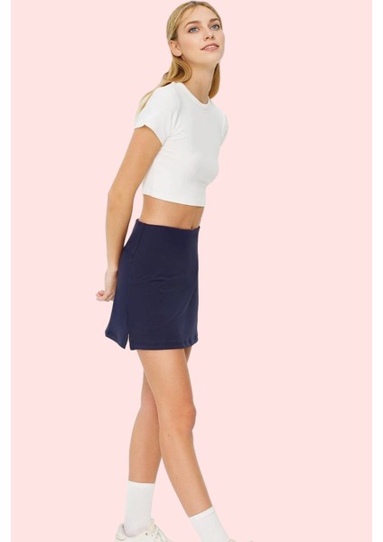 Kadın Yazlık Spor Şort Etek Renk Geniş Paça Cepli Örme Kumaş Yüksek Bel Yaz Aylarının Vazgeçilmezi