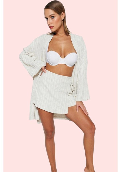 Kadın Plaj Şort Etek Renk Bağlama Detaylı Keten Karışımlı Yazlık Giyim Yaz Aylarının Vazgeçilmezi