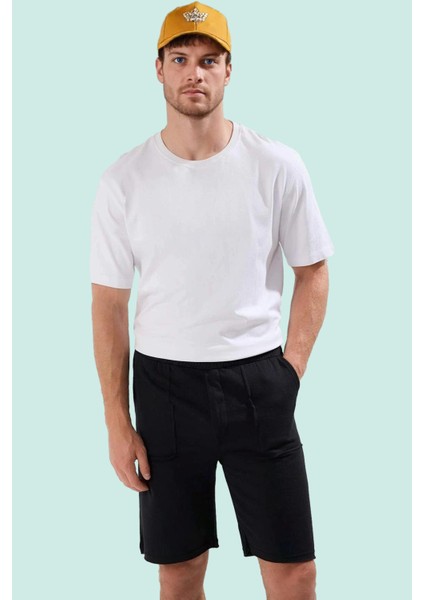 Erkek 2 Iplik Rejenere Kumaş Straight Siluet Kısa Boy Şort; Günlük ve Spor Için Mükemmel Hafta Sonu fiyatları
