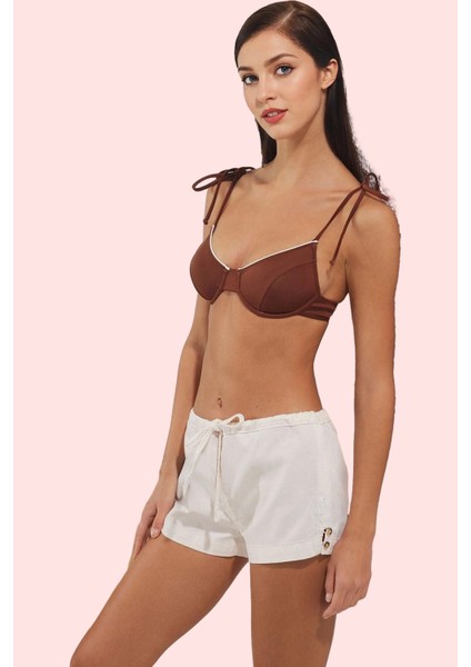 Kadın Yazlık Şort Denim Kumaş Çok Çizgili Desen Geniş Paça Pamuk Rahat Kesim Günlük Kullanım