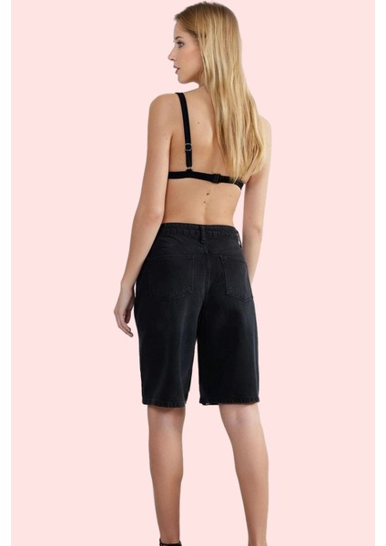 Kadın Yüksek Bel Bermuda Şort Pamuk Denim Kumaş Casual Tarz Günlük Kullanım Modern Tasarım modelleri