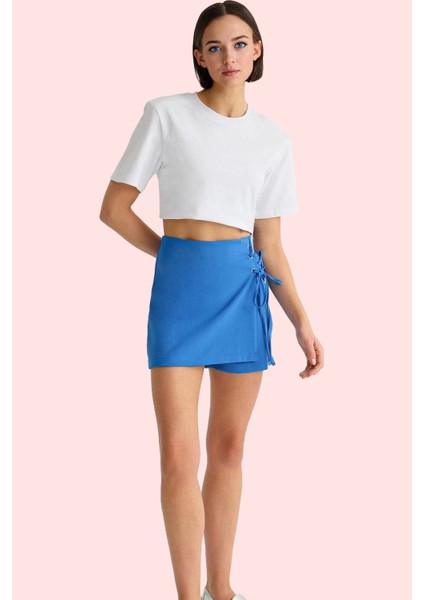 Kadın Kısa Boy Şort Etek Finike Dokuma Kumaş Rahat Günlük Stil Hafta Sonu Kaliteli Malzeme