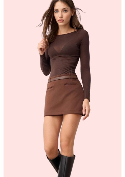 Kadın Yüksek Bel Mini Şort Etek 87% Polyester 13% Elastan Günlük Yaz Aylarının Vazgeçilmezi fiyatları