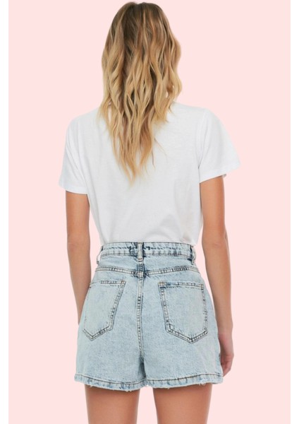 Kadın Yüksek Bel Denim Şort Etek Boru Paça Günlük Kullanım Pamuk Yaz Hafta Sonu Özel Günler modelleri