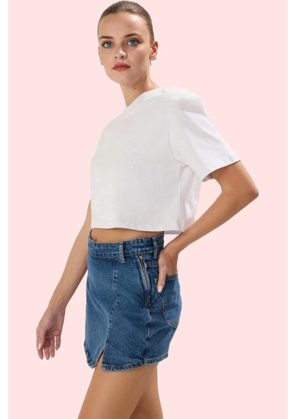 Kadın Yazlık Denim Şort Etek Yüksek Bel Geniş Paça Pamuk Günlük Stil Yaz Aylarının Vazgeçilmezi fiyatları