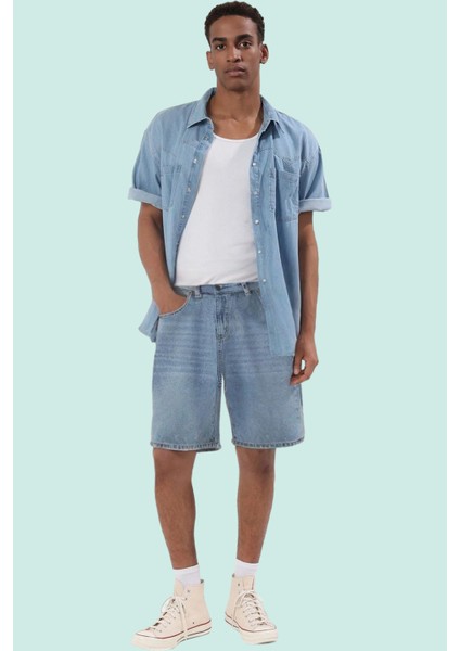 Erkek Pamuk Denim Şort Geniş Paça Fermuarlı Kısa Boy Günlük Stil Yaz Aylarının Vazgeçilmezi