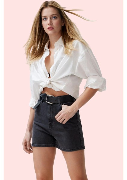 Kadın Cool & Comfort Denim Şort City Kalıp Yüksek Bel Yaz Günlük Hafta Sonu Modern Tasarım