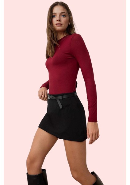 Kadın Yüksek Bel Mini Şort Etek 87% Polyester 13% Elastan Günlük Yaz Aylarının Vazgeçilmezi