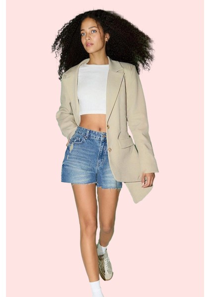 Kadın Kısa Boy Denim Şort Pamuk Normal Bel Fashion Forward Stil Günlük Yaz Aylarının Vazgeçilmezi fiyatları