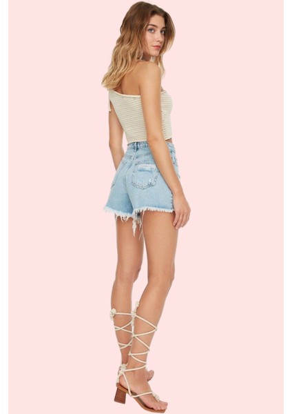 Kadın Yüksek Bel Denim Şort Pamuk Straight Kalıp Yaz Günlük Kombinler Stilin Buluştuğu Yer