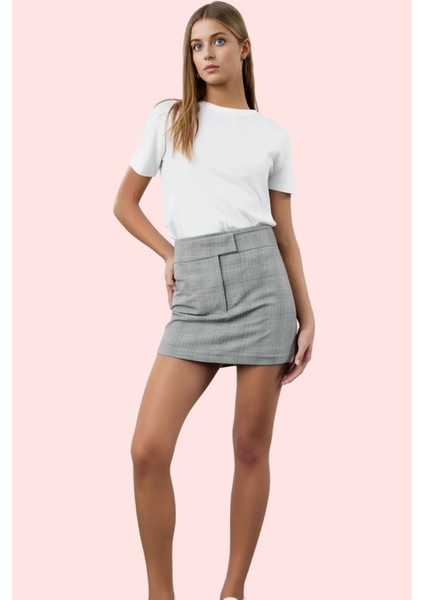 Kadın Mini Boy Ekose Şort Etek Dar Paça Pamuklu Dokuma Kumaş Günlük Yaz Aylarının Vazgeçilmezi fiyatları