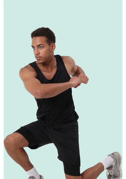 Erkek Polyester Micro Dokuma Şort Normal Bel Kısa Boy Straight Siluet Günlük Kullanım Için Rahat