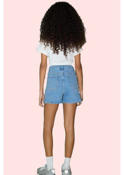 Kadın Cool & Comfort Denim Şort City Kalıp Yüksek Bel Yaz Günlük Hafta Sonu Modern Tasarım